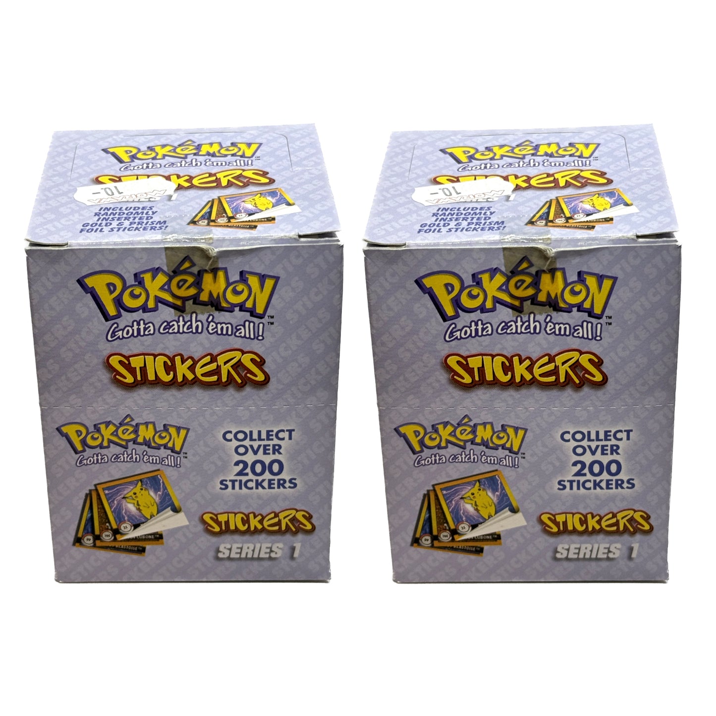 Lot of (2) 1999 Pokémon Artbox Stickers Series 1 Display Boxes